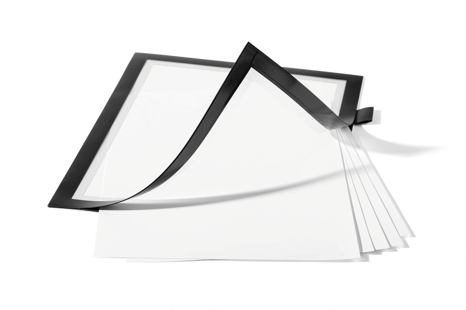 image 1 of Durable DURAFRAME NOTE Adhesive Magnetic Document Frame + Pen Holder | A4 Black | Black