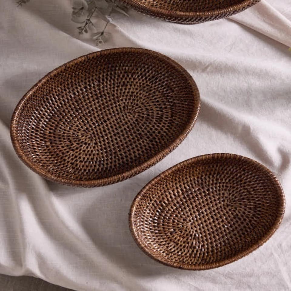 image 1 of Natural Rattan Rounded Basket Brown