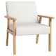 image 6 of HOMCOM Accent Chair with Wood Frame Wide Seat Linen Armchair Cream White