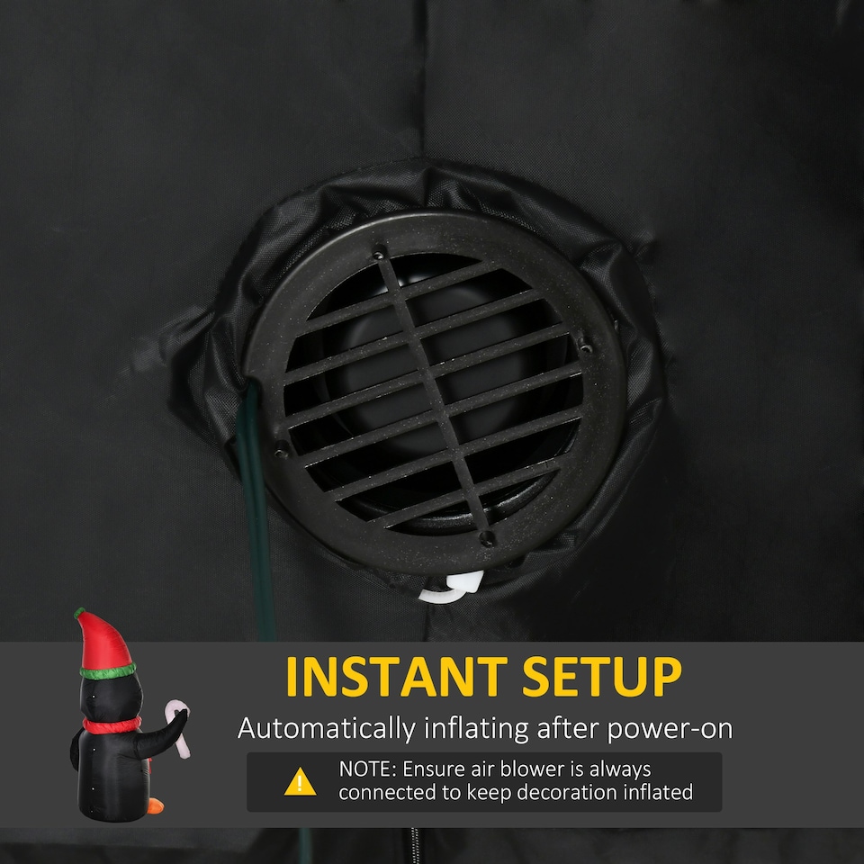 image 1 of HOMCOM 8ft Lighted Inflatable Christmas Penguin w/ Candy Cane for Garden