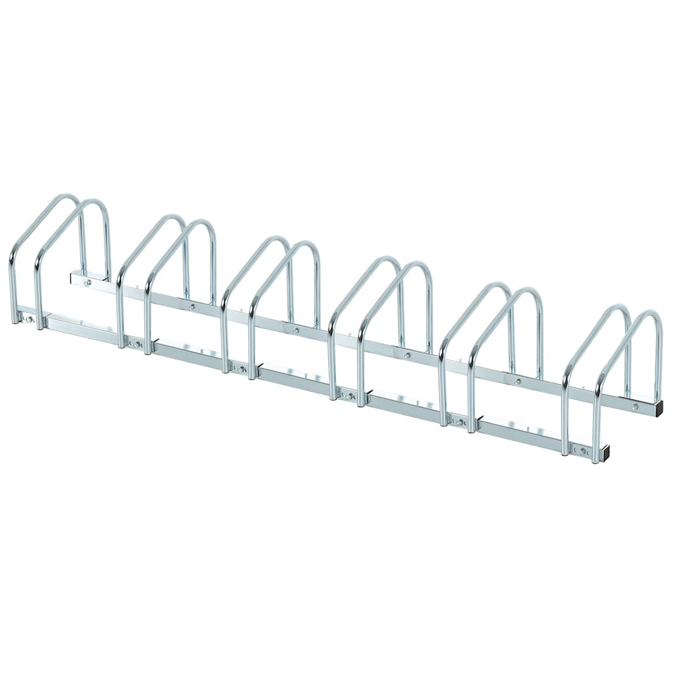 image 1 of HOMCOM Bike Parking Rack Bicycle Locking Storage Stand for 6 Cycling Black