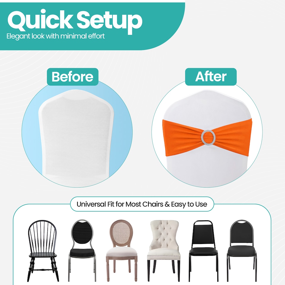 image 1 of 13"x5" Spandex Chair Bands with Slider Buckle, Elastic Chair Sash - 1pc