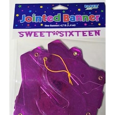 Creative Converting Sweet Sixteen Banner - Deep Pink - One Size