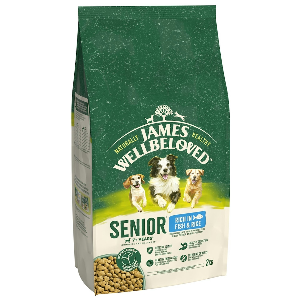 image 1 of James Wellbeloved Natural Senior Complete Dry Dog Food Fish & Rice 2kg