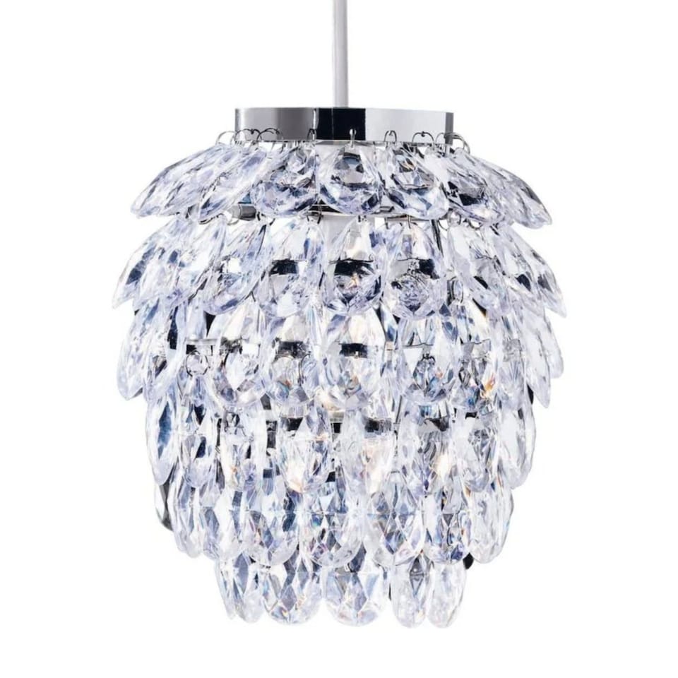 image 1 of Pineapple - Chrome and Clear Jewelled Pendant Lightshade | Clear | Chrome | Medium | 1