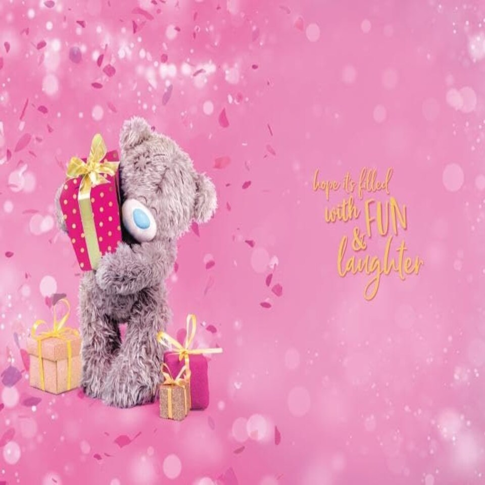 image 1 of Bear Hugging Present 17th Birthday Card
