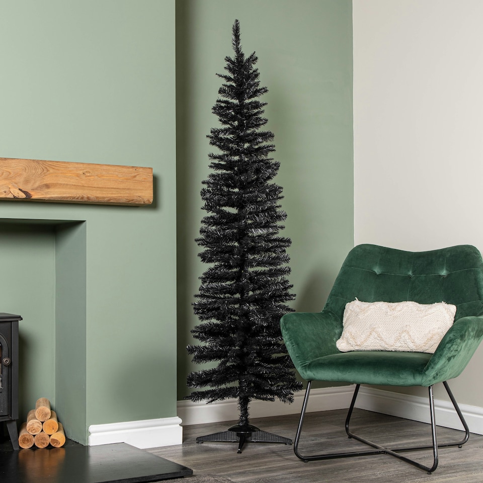image 1 of 6ft (1.8m) Black Pencil Pine Artificial Christmas Tree with 321 Tips