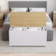 image 8 of Vida Designs Arlington Storage Ottoman Bedroom Hallway Chest Bench, White & Oak | White | White