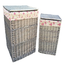Square Laundry Basket Set 2 With Garden Rose Lining | Multi | Garden Rose
