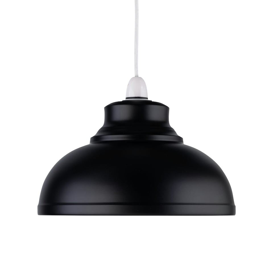 image 1 of Set of 2 Dome - Black Easy Fit Metal Pendant Shades Black
