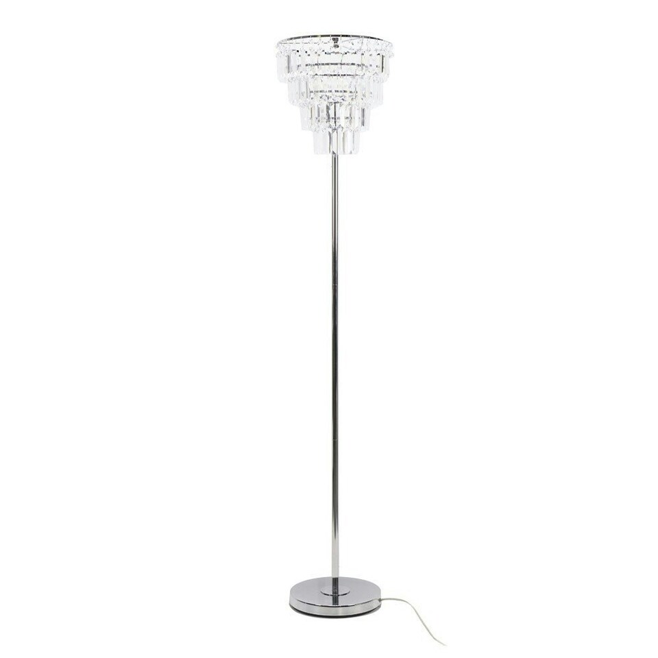 image 1 of ValueLights Kelsks Chrome Floor Lamp Acrylic Droplet Shade & Bulb Chrome