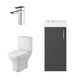 image 1 of Cloakroom Floor Standing Vanity, Tap and Toilet - Gloss Grey | Grey | Gloss Grey