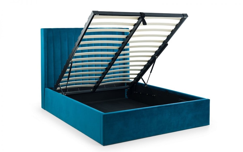 image 1 of Premium - Teal Scalloped Velvet Ottoman Bed - Double 4ft 6" (135cm)