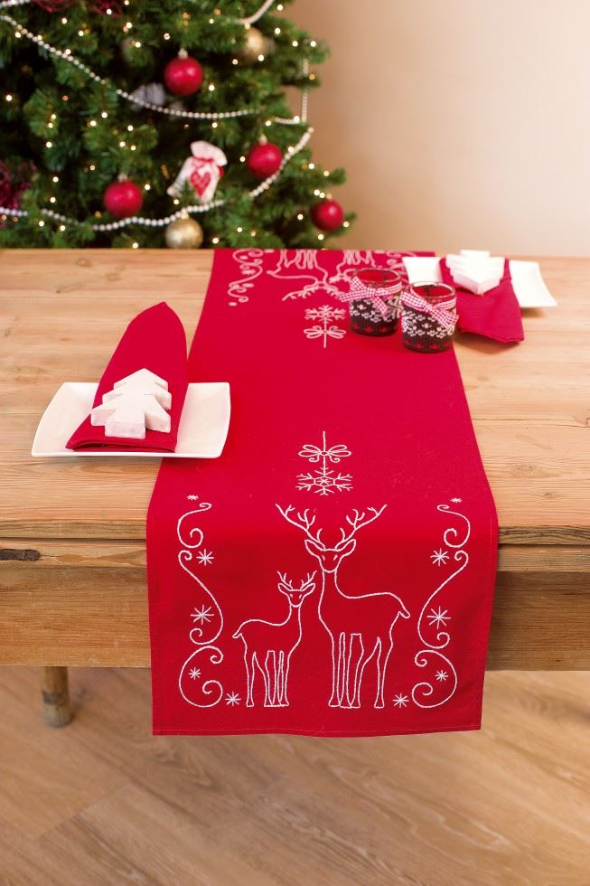 Vervaco EMB T/RUN DEER/CRYSTAL - Embroidery Kit: Runner: Deer & Ice Crystals