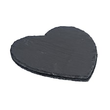 Argon Tableware Heart Slate Placemats - 25cm - Pack of 2 | Grey | Grey