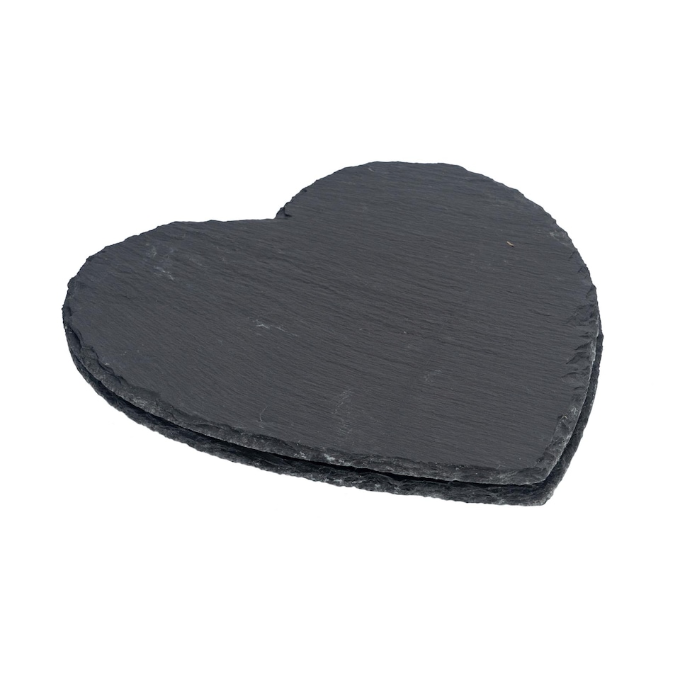 image 1 of Argon Tableware Heart Slate Placemats - 25cm - Pack of 2 | Grey | Grey