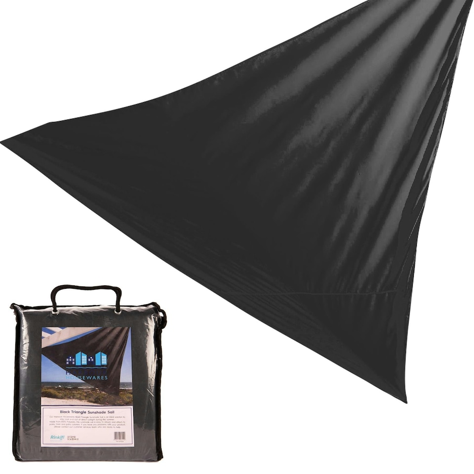 image 1 of Harbour Housewares Triangle Shade Sail - 3.6m - Black Black