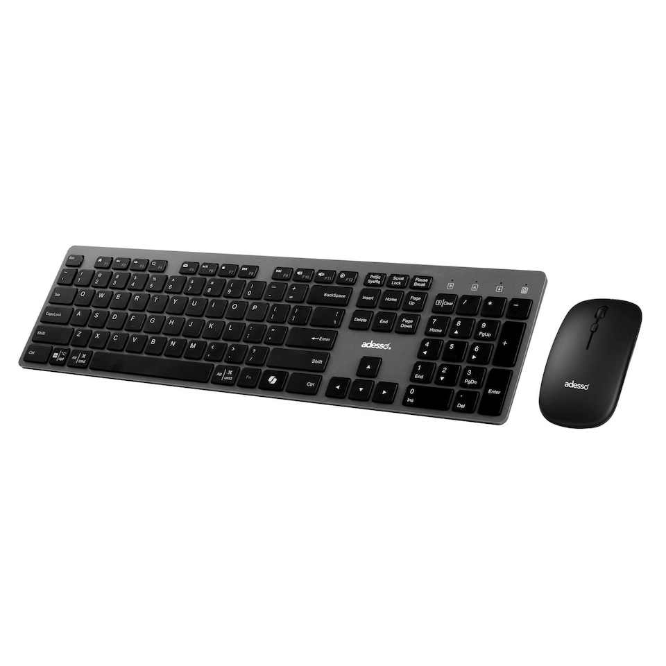 image 1 of Adesso Multi OS Wireless Scissor Switch Keyboard and Mouse With a Co-Pilot AI Hotkey and Quiet Switches