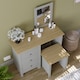 image 2 of Vida Designs Arlington 3 Drawer Dressing Table Mirror & Stool Set Vanity Makeup Desk, Grey & Oak