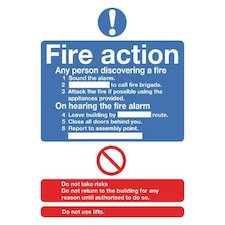 Safety Sign Fire Action Standard A5 Self-Adhesive