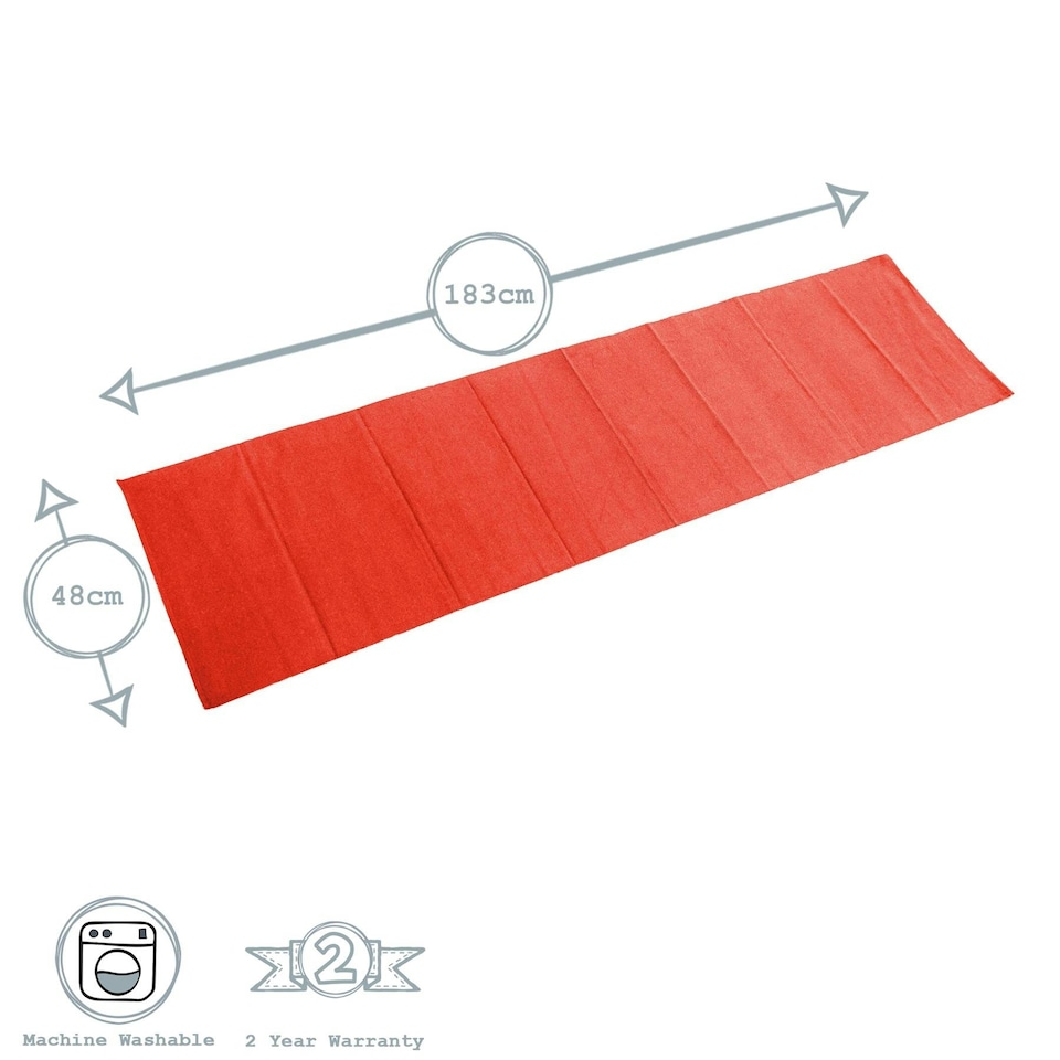 image 1 of Nicola Spring Ribbed Cotton Table Runner - 48 x 183cm - Red Red