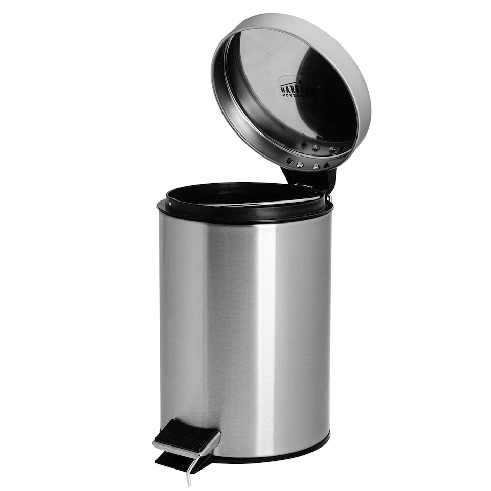 image 1 of Harbour Housewares Round Bathroom Pedal Bin - 3 Litre - Matt