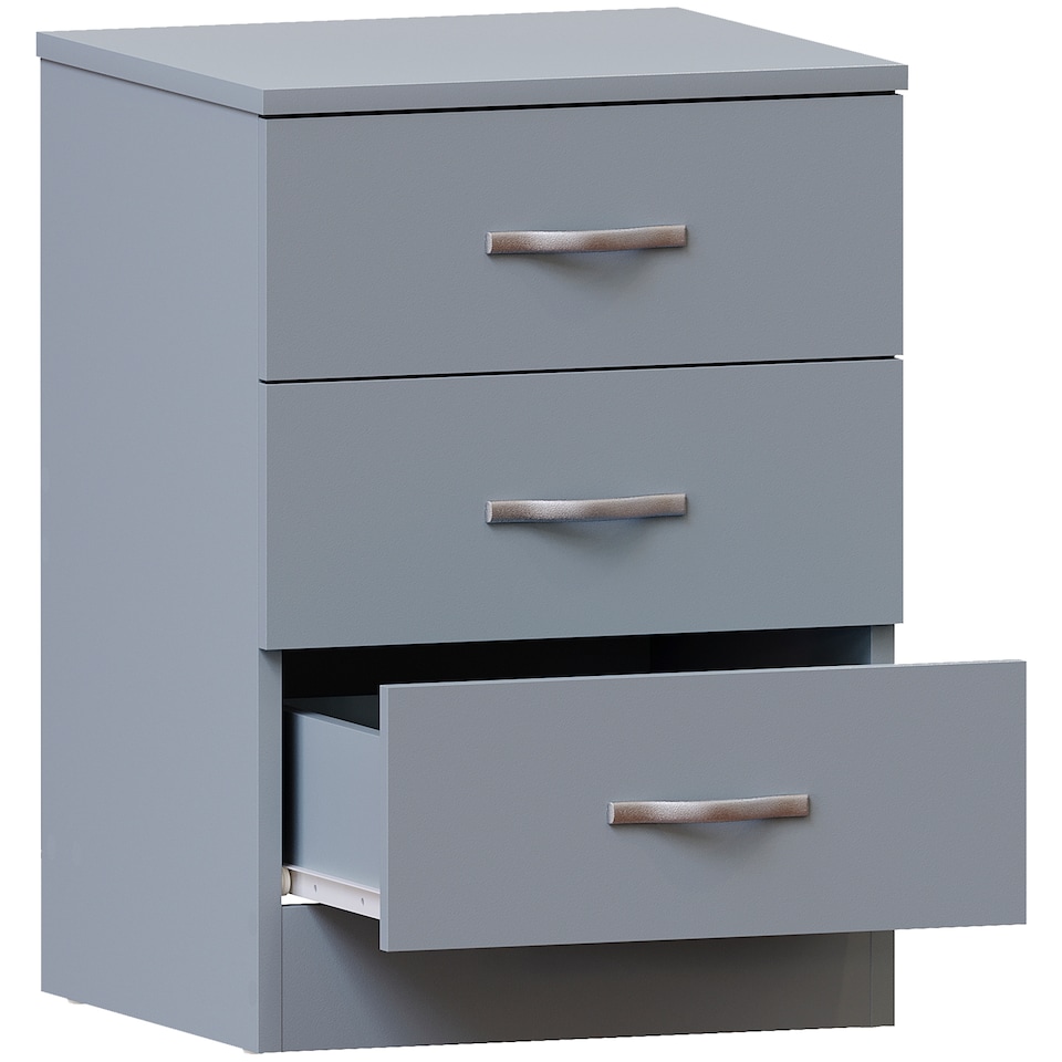 image 1 of Vida Designs Riano 3 Drawer Bedside Chest Cabinet Table Nightstand, Grey