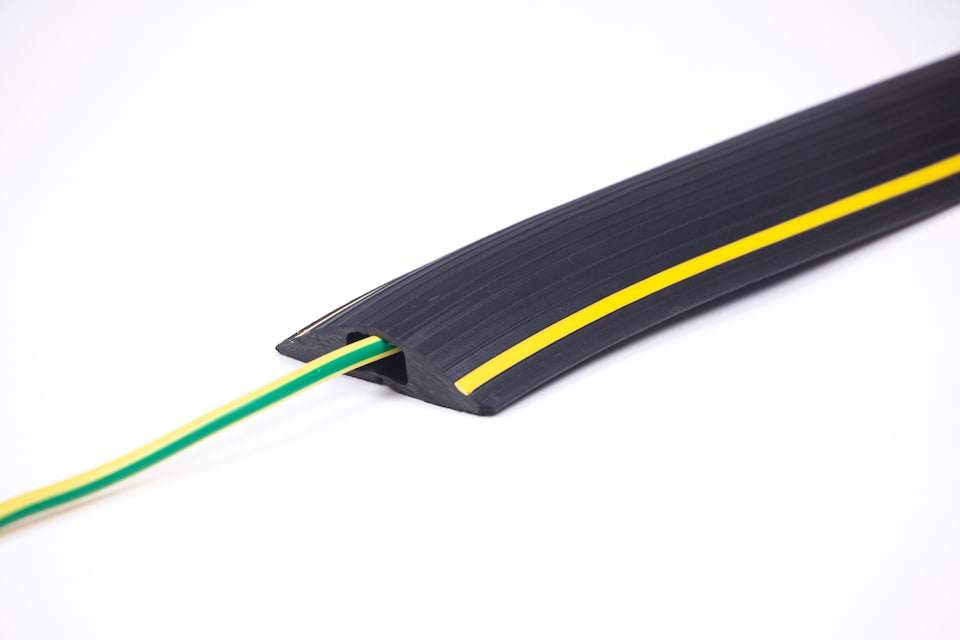 image 1 of The Ramp People 3m Floor Cable Protector 1 Channel 15mm x 5mm Black & Yellow Rubber