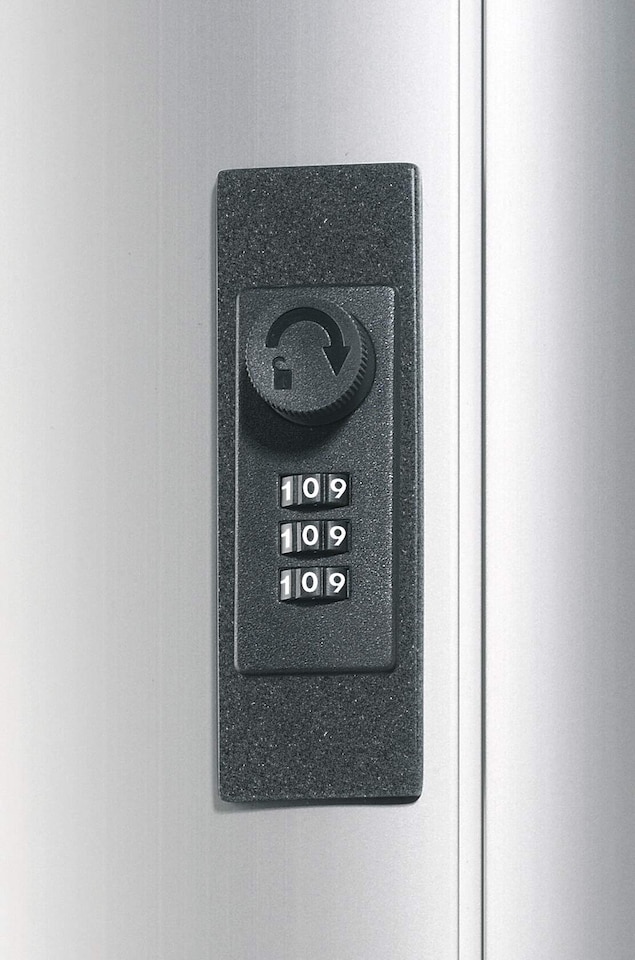 image 1 of Durable Key Safe 18 Combination Lock Box | Holds 18 Keys | Includes 6 Key Clips | Silver