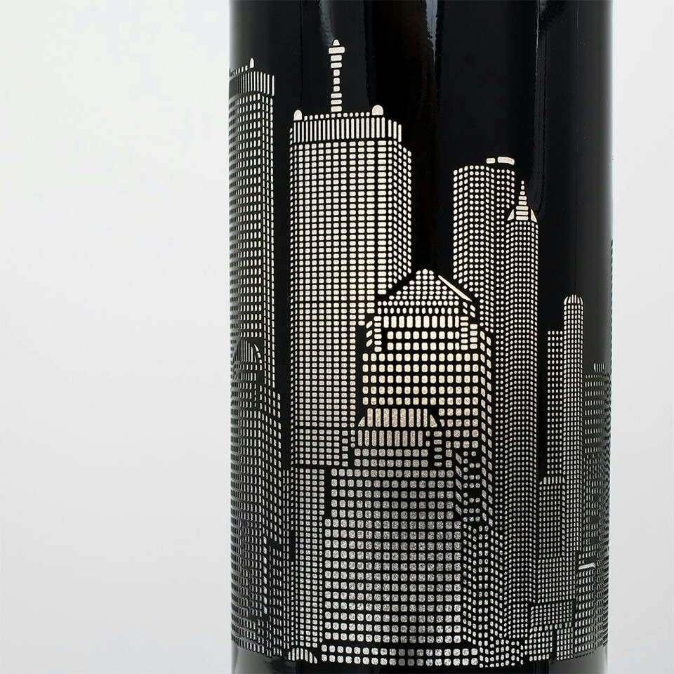 image 1 of ValueLights Pair Of Modern Gloss Black Touch Table Lamps With New York Skyline Shades Black