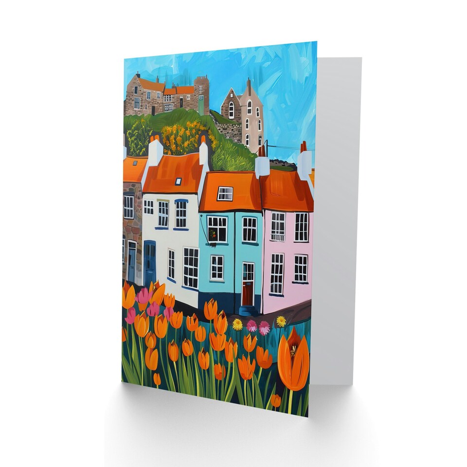 image 1 of Day English Town Tulips Colourful Birthday Him Her Card