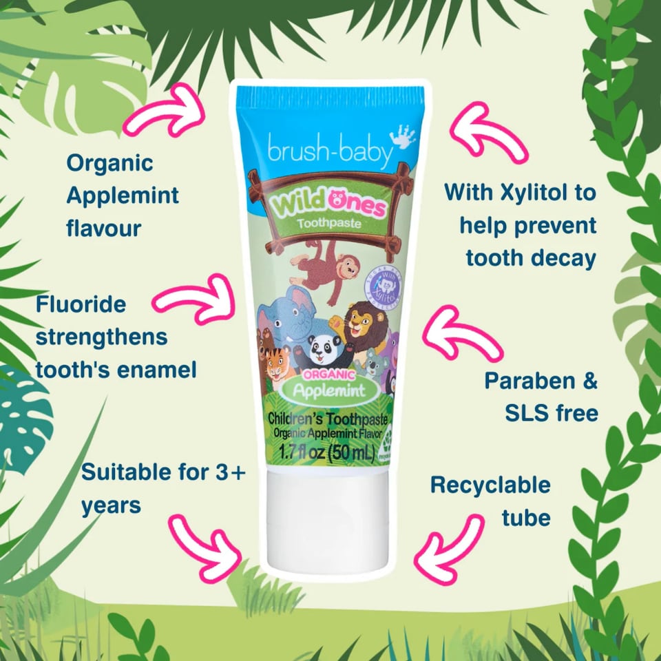 image 1 of Brush Baby WildOnes Organic Applemint Childrens Toothpaste - 3 Pack