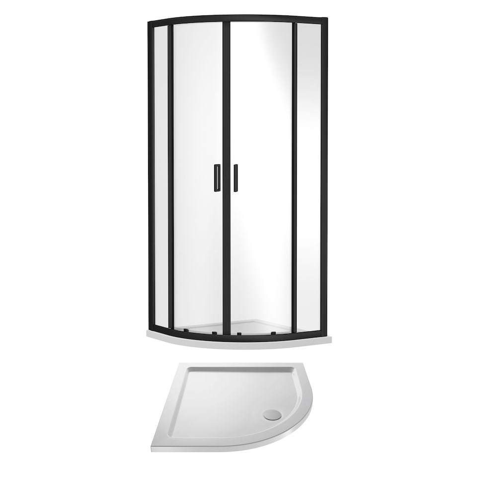 Ruwa Quadrant Shower Suite & 6mm Glass 800x800mm Tray Enclosure Black | Black | Matt Black | 2