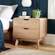 image 1 of 2 Drawer Bedside Oak Effect Scandi Legs Bedroom Furniture Nightstand Table Unit