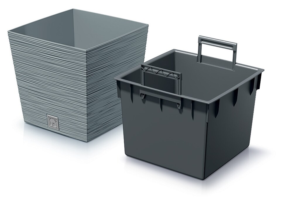 image 1 of FURU Square Low Planter with Insert - 29x29.5x29.5 cm | Grey | 1