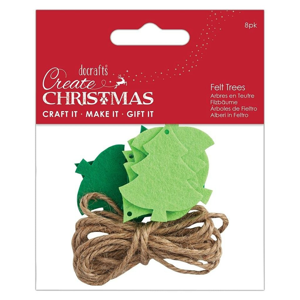 Create Christmas Green Felt Trees (8pcs) - Papermania