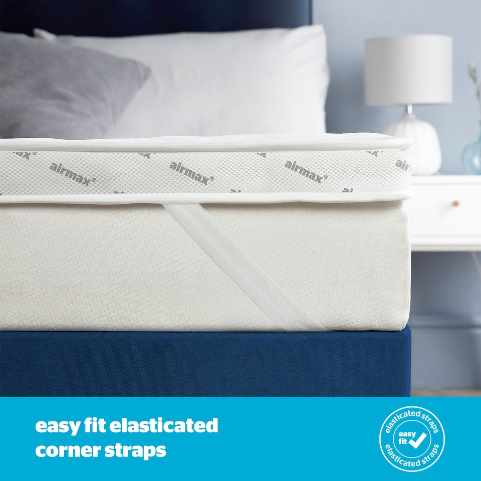 image 1 of Silentnight Airmax 5cm Mattress Topper and Pillow Set White | Double with 2 Pillows | Double