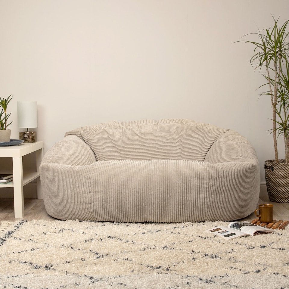 image 1 of Soul Giant Corduroy Bean Bag Natural 2-Seater Bean Bag Chair | Cream | Natural | XL | 1