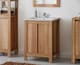 image 4 of Freestanding Bathroom Cabinets Furniture Set 600mm Vanity Unit with Basin Tall Shelf Storage Cabinet Oak Effect Classic