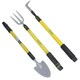 image 1 of Garden Fork Weeder + Shovel with Telescopic Handles 25" - 37" Gardening 3pc