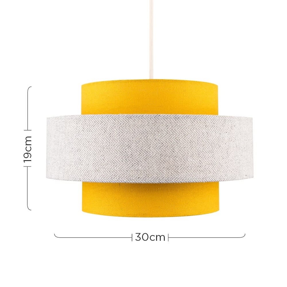 image 1 of ValueLights Mustard and Grey Herringbone Modern Ceiling Pendant Shade