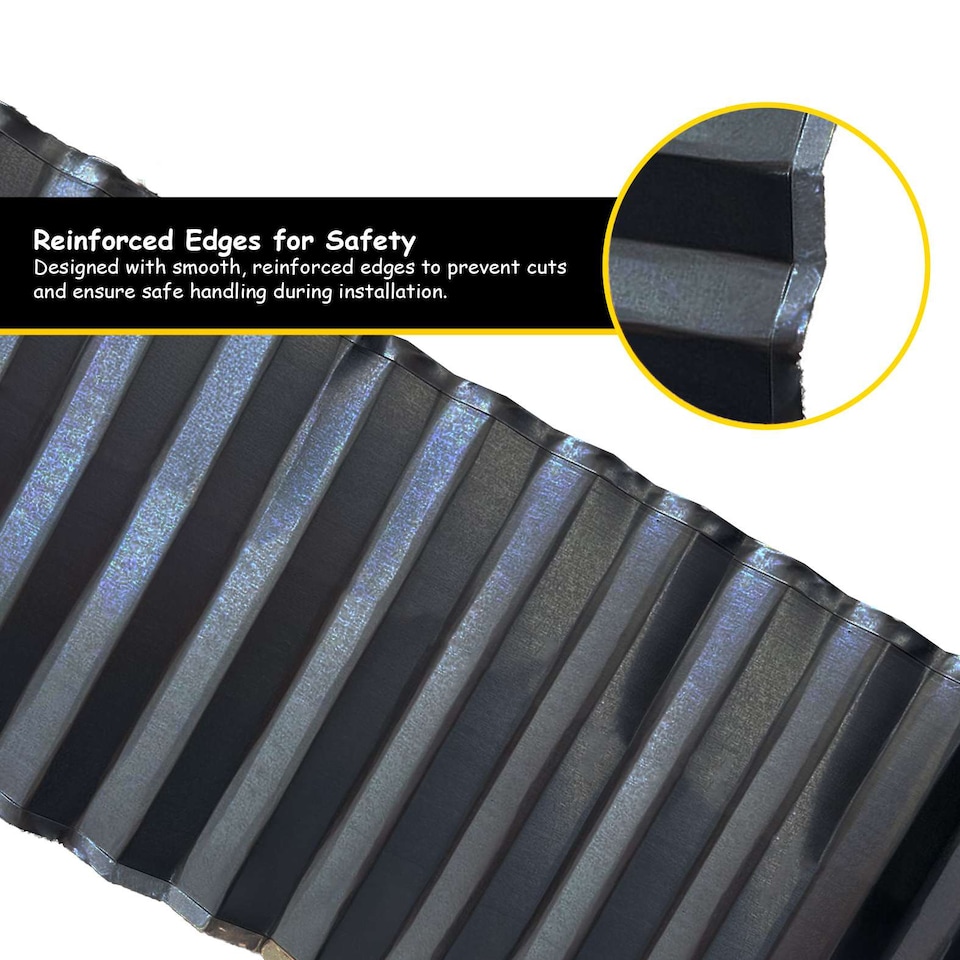 image 1 of Corrugated Galvanised Steel Metal Garden Border Roll | Black | Black | 5m | 1