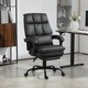 image 2 of HOMCOM Executive Office Chair with Footrest, PU Leather High Back Desk Chair with Lumbar Support, Swivel Computer Chair with Adjustable Height and Padding Armrests, Black