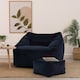 image 2 of Natalia Velvet Adults Bean Bag Armchair and Pouffe, Ready Filled Large Beanbag Midnight Blue | Blue | Midnight Blue | XL | 2