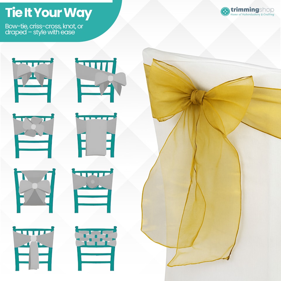 image 1 of 17 x 280cm Organza Chair Sashes, Sheer Sash Ties - 25pcs