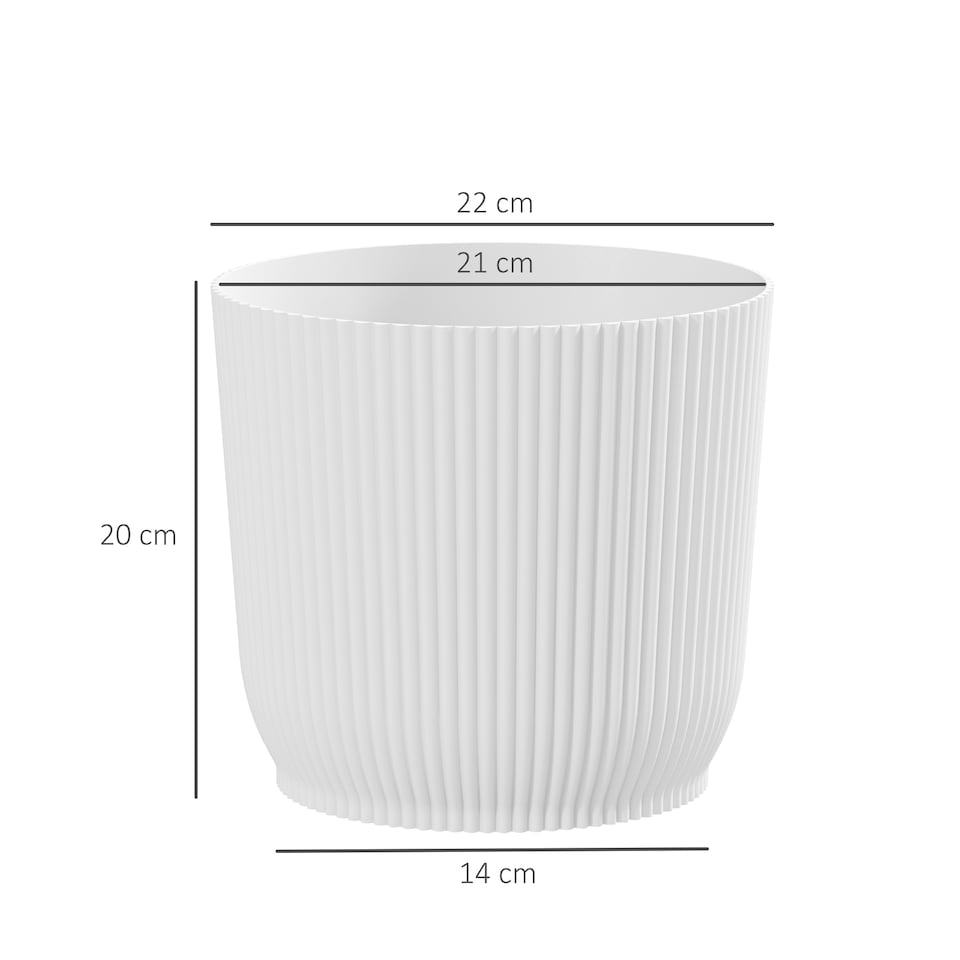 image 1 of Outsunny Set of 3 Round Plant Pots Outdoor 22cm for Garden, White | White | White | Ф22 x 20Hcm