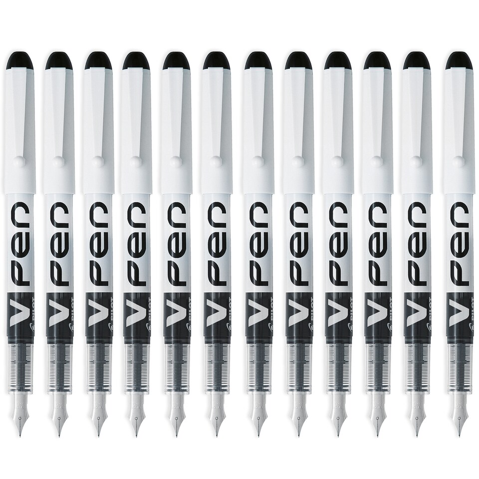 image 1 of PILOT V Pen Erasable Disposable Fountain Pen 0.58mm Pack of 12