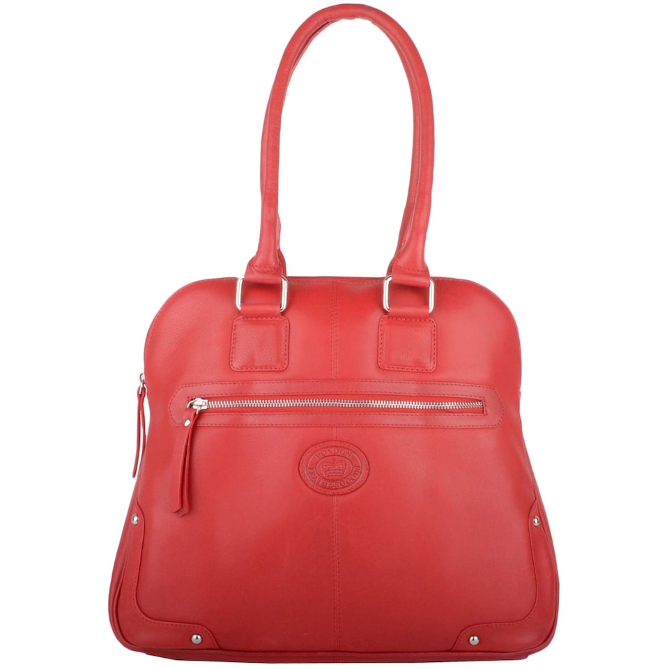 image 1 of London Leathergoods Womens Large Premium Soft Leather Travel / Work Hand Bag / Shoulder Bag | Red | Red