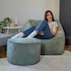 image 2 of icon Natalia Chenille Adults Bean Bag Armchair and Pouffe, Ready Filled Large Beanbag and Footstool Sage Green Green | Green