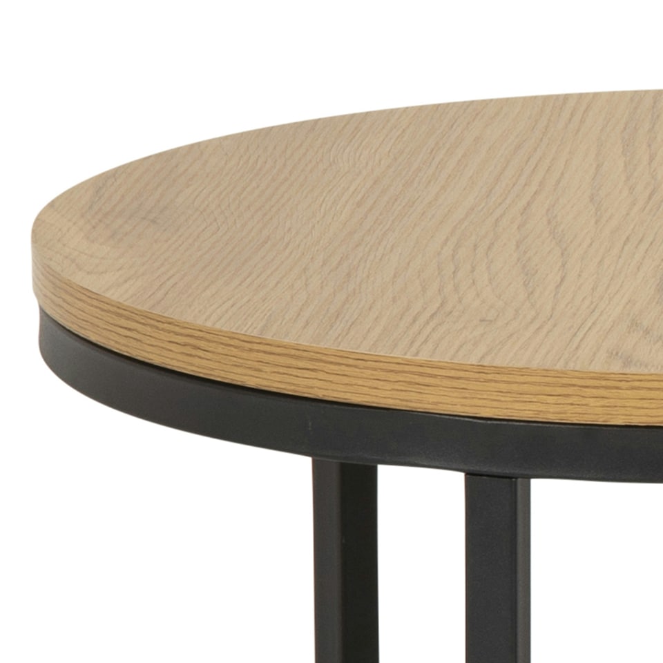 image 1 of Spiro Round Coffee Table Set with Oak Top & Black Legs